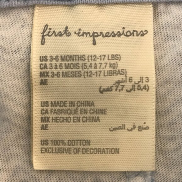 First Impressions Baby 3-6M Blue White Zig Zag Pattern Short Sleeve One Piece - Picture 7 of 8